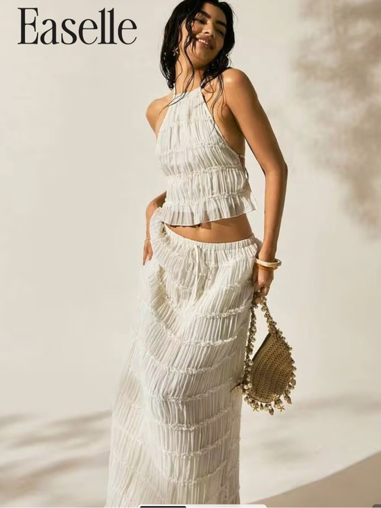 SHEIN Dresses & Skirts - White top and skirt set- ruched